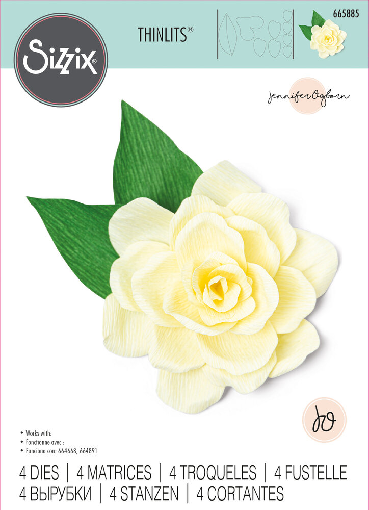 Sizzix Thinlits Die by Jennifer Ogborn Gardenia (4pcs) (665885) (DISCONTINUED)