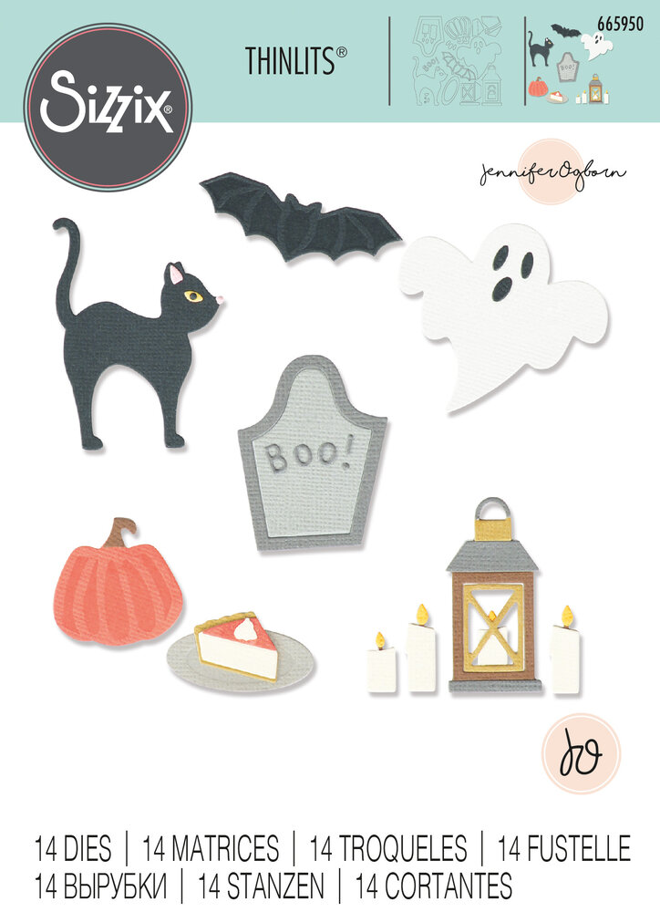 Sizzix Thinlits Die by Jennifer Ogborn Halloween Motifs (14pcs) (665950) (DISCONTINUED)
