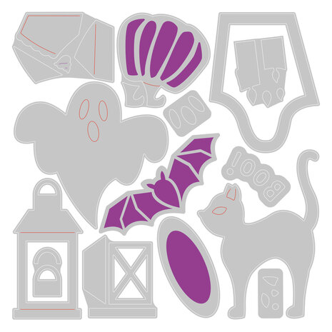 Sizzix Thinlits Die by Jennifer Ogborn Halloween Motifs (14pcs) (665950) (DISCONTINUED)