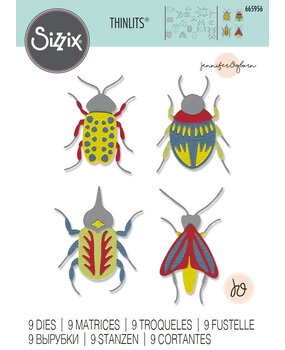Sizzix Thinlits Die by Jennifer Ogborn Patterned Bugs (9pcs) (665956) (DISCONTINUED) Sizzix Thinlits Die by Jennifer Ogborn Patterned Bugs (9pcs) (665956) (DISCONTINUED)