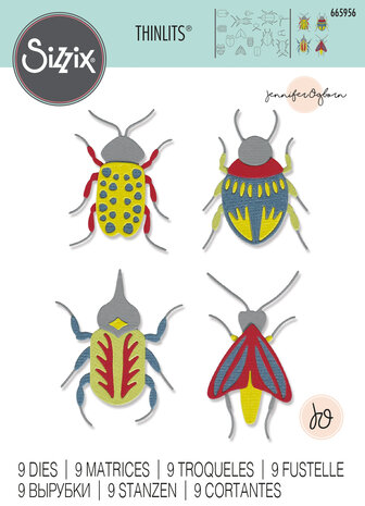 Sizzix Thinlits Die by Jennifer Ogborn Patterned Bugs (9pcs) (665956) (DISCONTINUED)