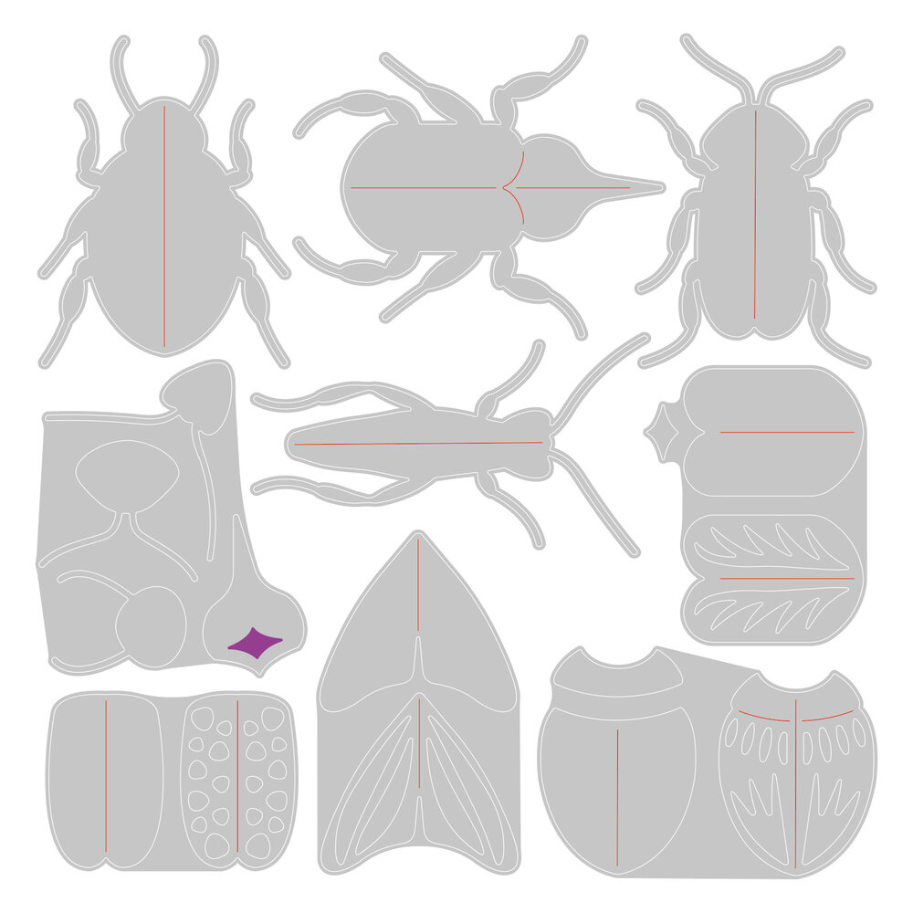 Sizzix Thinlits Die by Jennifer Ogborn Patterned Bugs (9pcs) (665956) (DISCONTINUED)