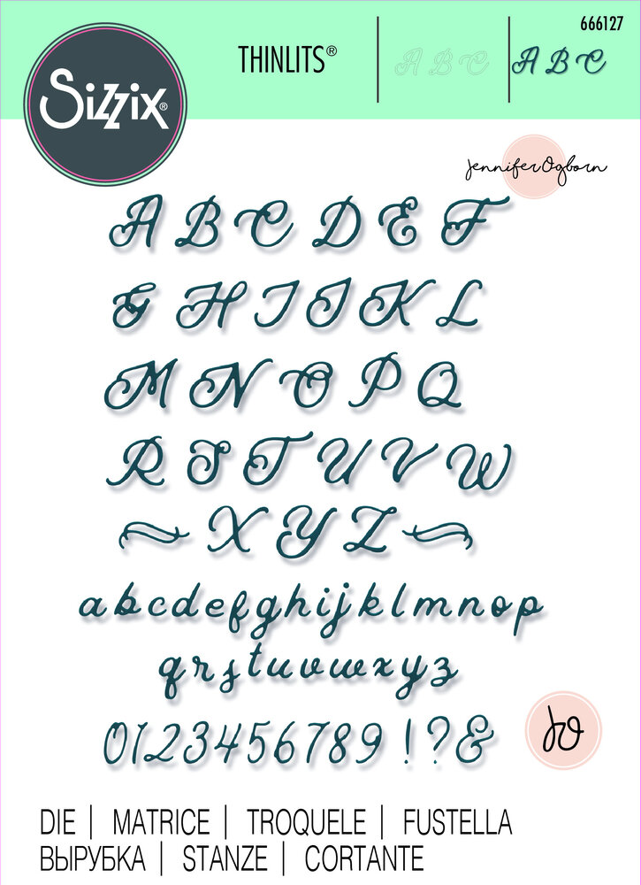 Sizzix Thinlits Die by Jennifer Ogborn Scripted Alphabet (666127)