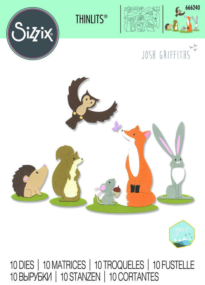 Sizzix Thinlits Die by Josh Griffiths Forest Animals #1 (10pcs) (666240) (DISCONTINUED)