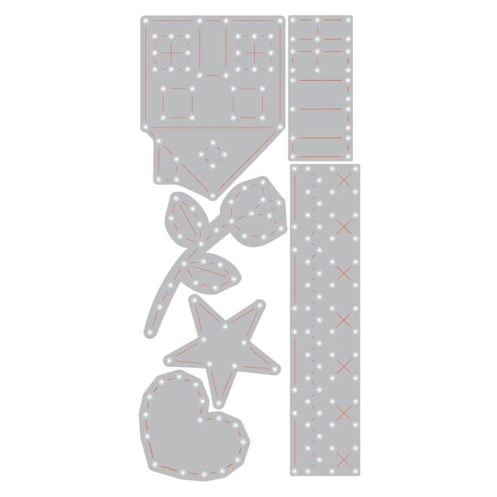 Sizzix Thinlits Die by Jordan Caderao House, Heart Flower & Star Stitchlits (6pcs) (663622) (DISCONTINUED) Sizzix Thinlits Die by Jordan Caderao House, Heart Flower & Star Stitchlits (6pcs) (663622) (DISCONTINUED)