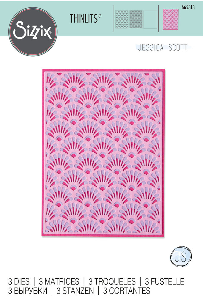 Sizzix Thinlits Die by Jessica Scott Layered Geo Shells (3pcs) (665313) (DISCONTINUED)