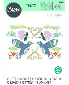 Sizzix Thinlits Die by Lisa Jones Birds & Blossoms (16 pcs) (666015) (DISCONTINUED) Sizzix Thinlits Die by Lisa Jones Birds & Blossoms (16 pcs) (666015) (DISCONTINUED)