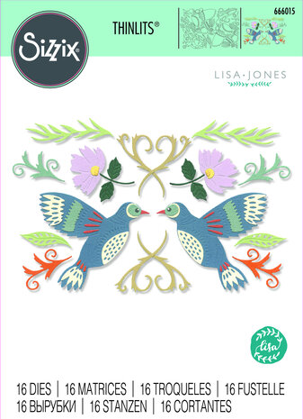 Sizzix Thinlits Die by Lisa Jones Birds & Blossoms (16 pcs) (666015) (DISCONTINUED) Sizzix Thinlits Die by Lisa Jones Birds & Blossoms (16 pcs) (666015) (DISCONTINUED)