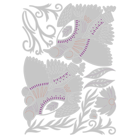 Sizzix Thinlits Die by Lisa Jones Birds & Blossoms (16 pcs) (666015) (DISCONTINUED) Sizzix Thinlits Die by Lisa Jones Birds & Blossoms (16 pcs) (666015) (DISCONTINUED)