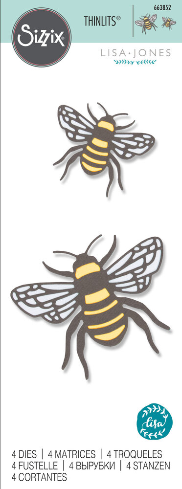 Sizzix Thinlits Die by Lisa Jones Bee (4pcs) (663852) Sizzix Thinlits Die by Lisa Jones Bee (4pcs) (663852)