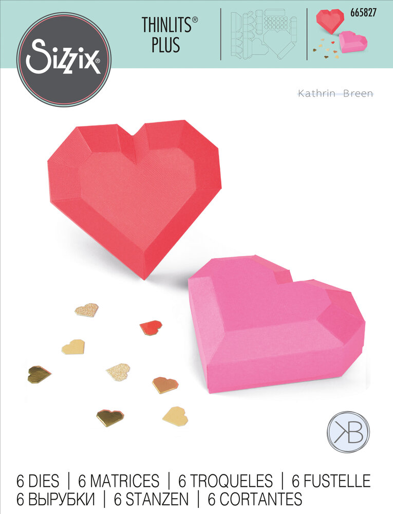 Sizzix Thinlits Die by Kath Breen Geo Heart Box (6pcs) (665827) (DISCONTINUED)
