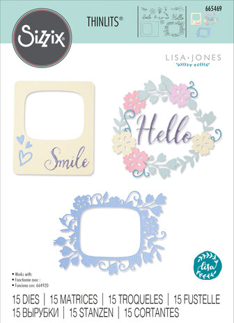 Sizzix Thinlits Die by Lisa Jones Rounded Picture Frames (15pcs) (665469) (DISCONTINUED)