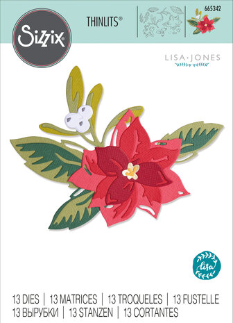 Sizzix Thinlits Die by Lisa Jones Layered Christmas Flower (13pcs) (665342) (DISCONTINUED)