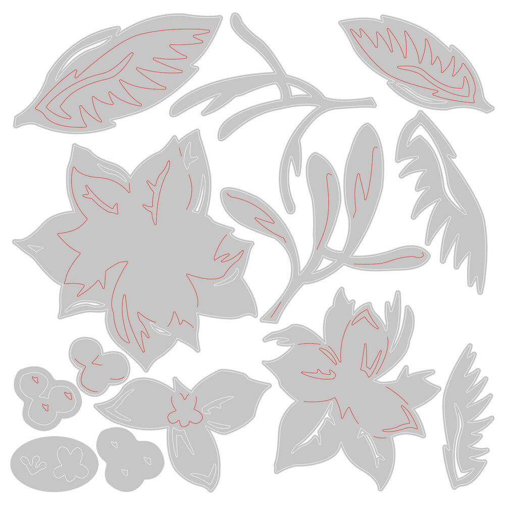 Sizzix Thinlits Die by Lisa Jones Layered Christmas Flower (13pcs) (665342) (DISCONTINUED)