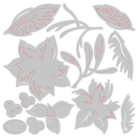 Sizzix Thinlits Die by Lisa Jones Layered Christmas Flower (13pcs) (665342) (DISCONTINUED)