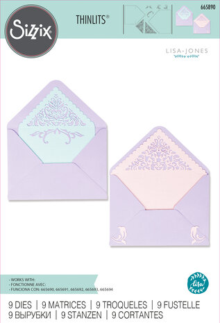 Sizzix Thinlits Die by Lisa Jones Lace Envelope Liners (9pcs) (665890) (DISCONTINUED) Sizzix Thinlits Die by Lisa Jones Lace Envelope Liners (9pcs) (665890) (DISCONTINUED)