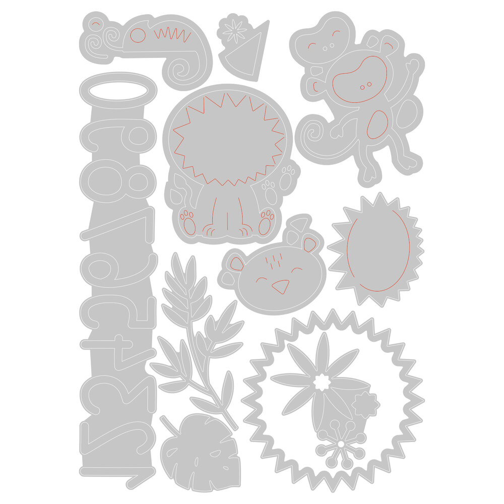 Sizzix Thinlits Die by Lisa Jones Jungle Fun (11pcs) (665889) (DISCONTINUED) Sizzix Thinlits Die by Lisa Jones Jungle Fun (11pcs) (665889) (DISCONTINUED)