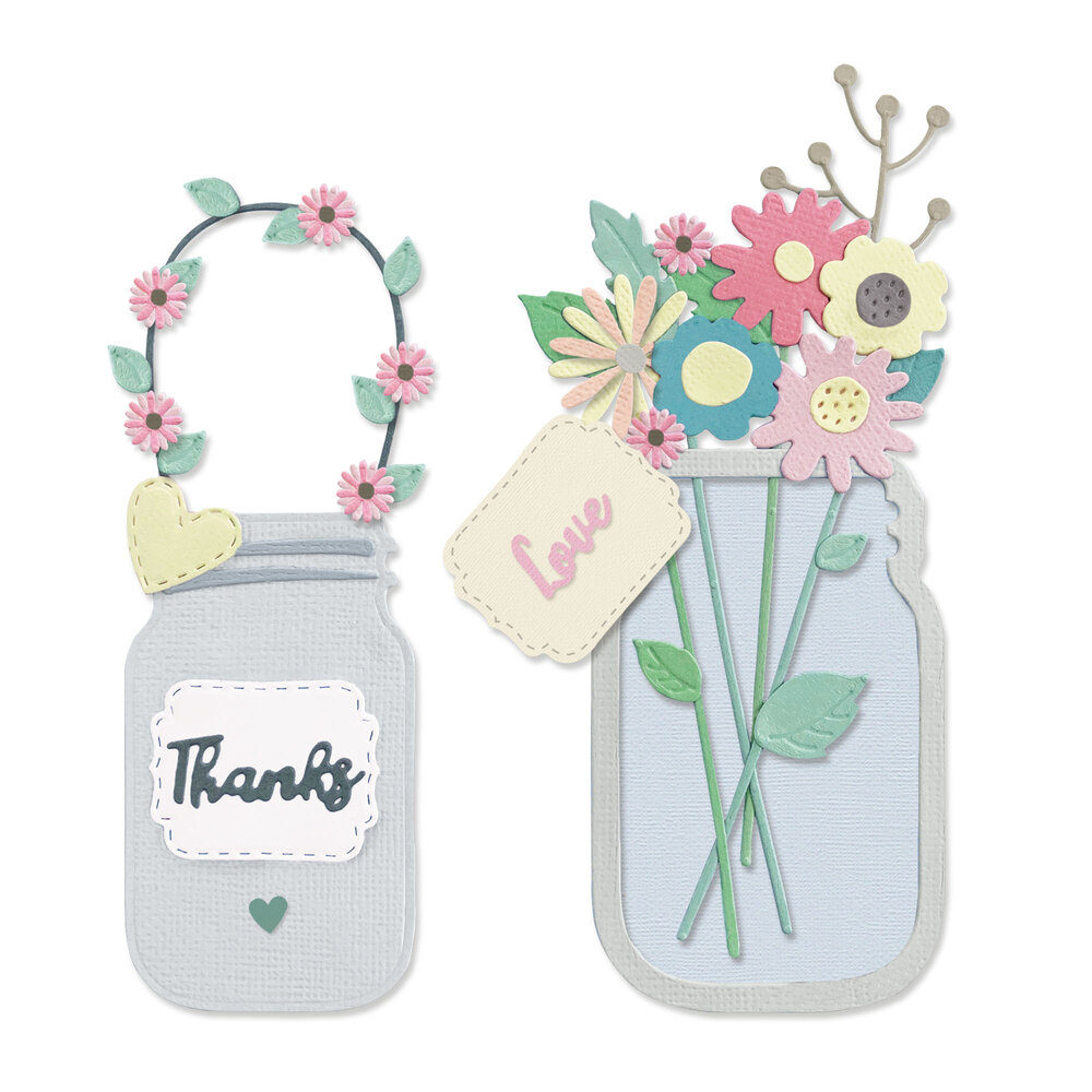 Sizzix Thinlits Die by Lisa Jones Jar of Flowers (17pcs) (665079) (DISCONTINUED)