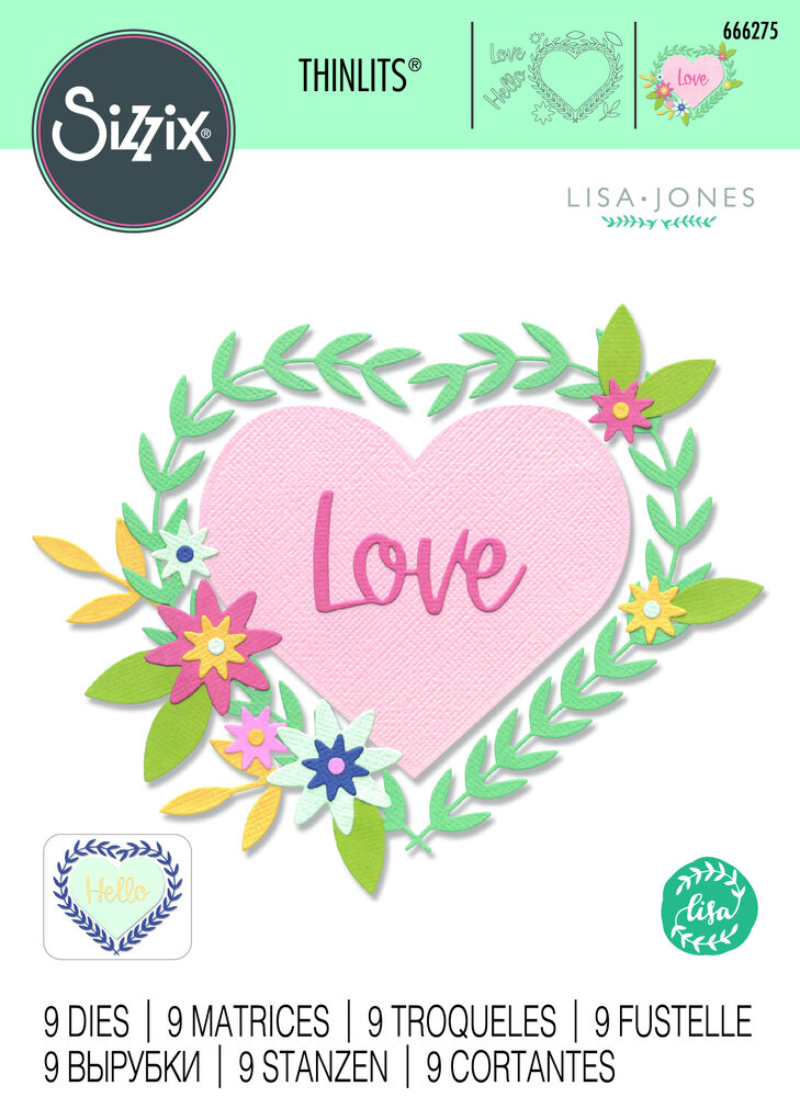 Sizzix Thinlits Die by Lisa Jones Hello Love (9pcs) (666275) (DISCONTINUED) Sizzix Thinlits Die by Lisa Jones Hello Love (9pcs) (666275) (DISCONTINUED)