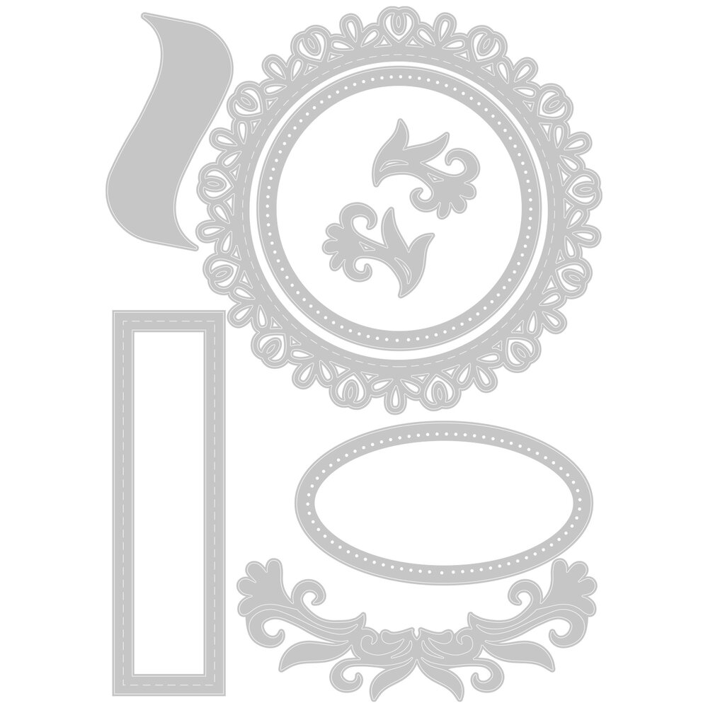 Sizzix Thinlits Die by Lisa Jones Flourish Frames (8pcs) (665803) (DISCONTINUED) Sizzix Thinlits Die by Lisa Jones Flourish Frames (8pcs) (665803) (DISCONTINUED)