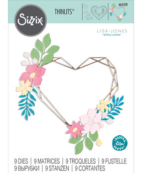 Sizzix Thinlits Die by Lisa Jones Floral Geo Heart Frame (9pcs) (665478) (DISCONTINUED) Sizzix Thinlits Die by Lisa Jones Floral Geo Heart Frame (9pcs) (665478) (DISCONTINUED)