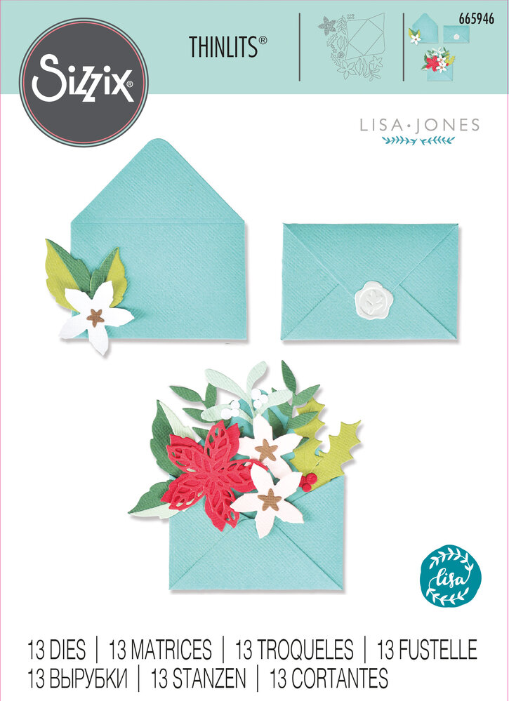 Sizzix Thinlits Die by Lisa Jones Festive Envelope (13pcs) (665946) (DISCONTINUED) Sizzix Thinlits Die by Lisa Jones Festive Envelope (13pcs) (665946) (DISCONTINUED)
