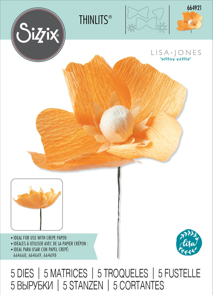 Sizzix Thinlits Die by Lisa Jones California Poppy (5pcs) (664921) (DISCONTINUED)