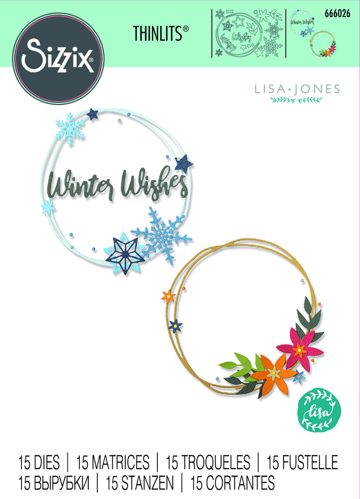 Sizzix Thinlits Die by Lisa Jones Winter Wreath (15pcs) (666026) (DISCONTINUED) Sizzix Thinlits Die by Lisa Jones Winter Wreath (15pcs) (666026) (DISCONTINUED)