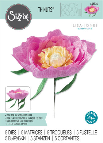Sizzix Thinlits Die by Lisa Jones Wild Peony (5pcs) (664926) (DISCONTINUED) Sizzix Thinlits Die by Lisa Jones Wild Peony (5pcs) (664926) (DISCONTINUED)