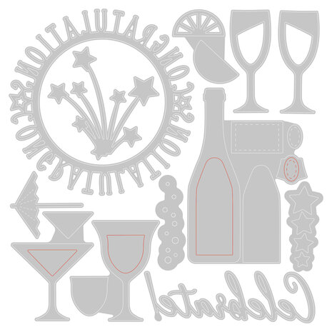 Sizzix Thinlits Die by Olivia Rose Bottles & Glasses (12pcs) (665816) (DISCONTINUED) Sizzix Thinlits Die by Olivia Rose Bottles & Glasses (12pcs) (665816) (DISCONTINUED)