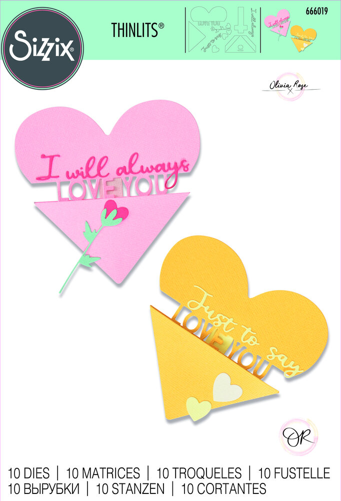 Sizzix Thinlits Die by Olivia Rose Heart Slider Card (10pcs) (666019) (DISCONTINUED)