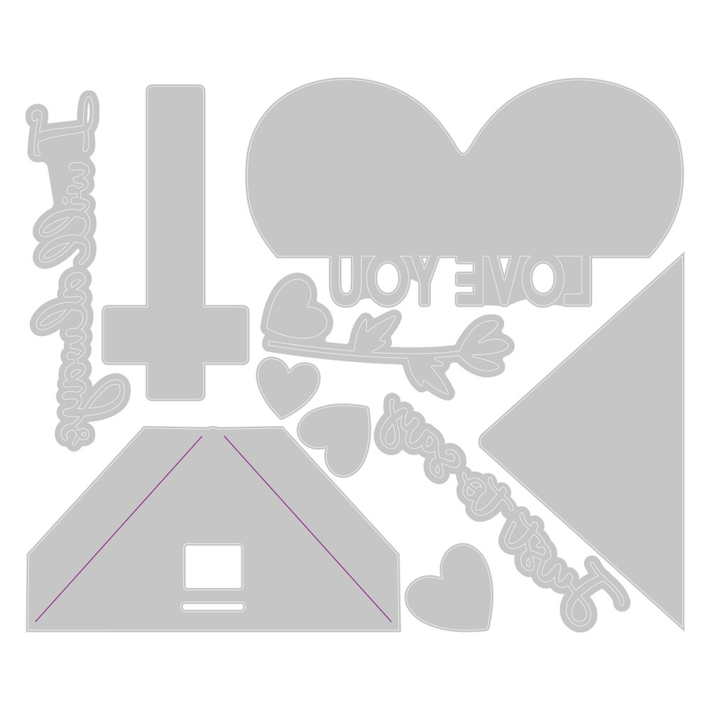 Sizzix Thinlits Die by Olivia Rose Heart Slider Card (10pcs) (666019) (DISCONTINUED)