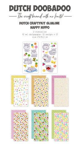 Dutch Doobadoo Crafty Kit Slimline Happy Hippo (473.005.044) (DISCONTINUED)