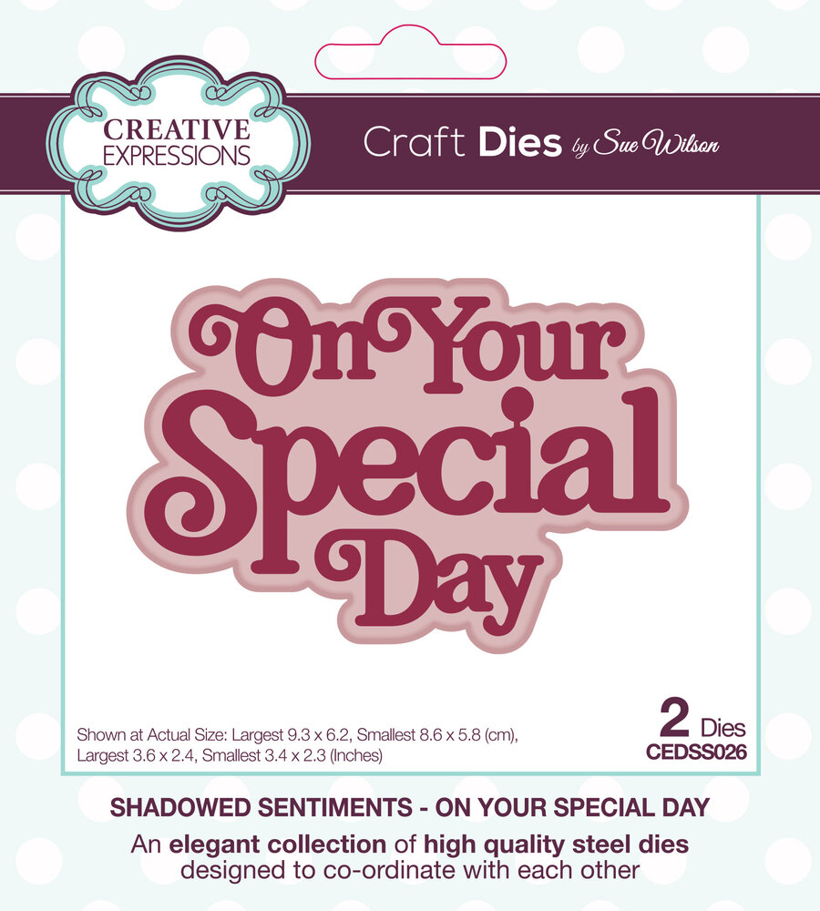 Creative Expressions Sue Wilson Craft Die Shadowed Sentiments On Your Special Day (CEDSS026) (OUTLET)