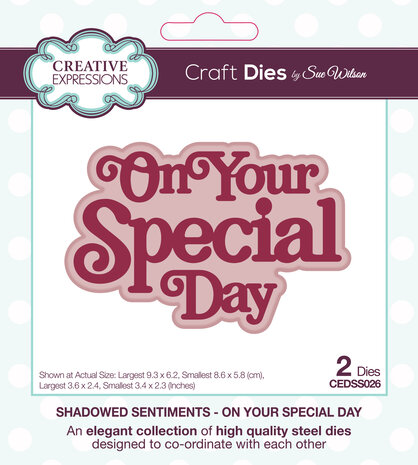 Creative Expressions Sue Wilson Craft Die Shadowed Sentiments On Your Special Day (CEDSS026) (OUTLET)