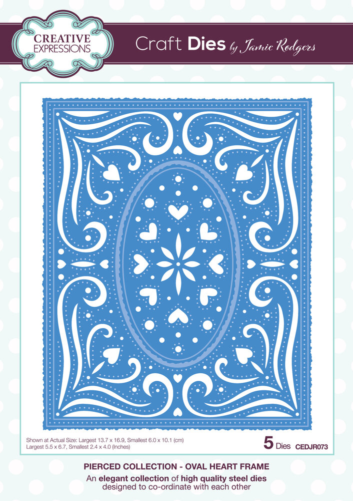 Creative Expressions Jamie Rodgers Craft Die Pierced Collection Oval Heart Frame (CEDJR073) (OUTLET) Creative Expressions Jamie Rodgers Craft Die Pierced Collection Oval Heart Frame (CEDJR073) (OUTLET)
