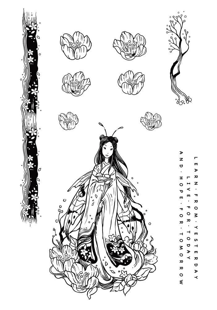 Katkin Krafts Cherry Blossom A5 Clear Stamp Set (KK0014) (OUTLET)