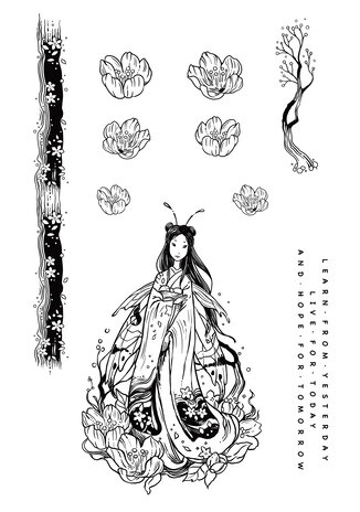 Katkin Krafts Cherry Blossom A5 Clear Stamp Set (KK0014) (OUTLET)