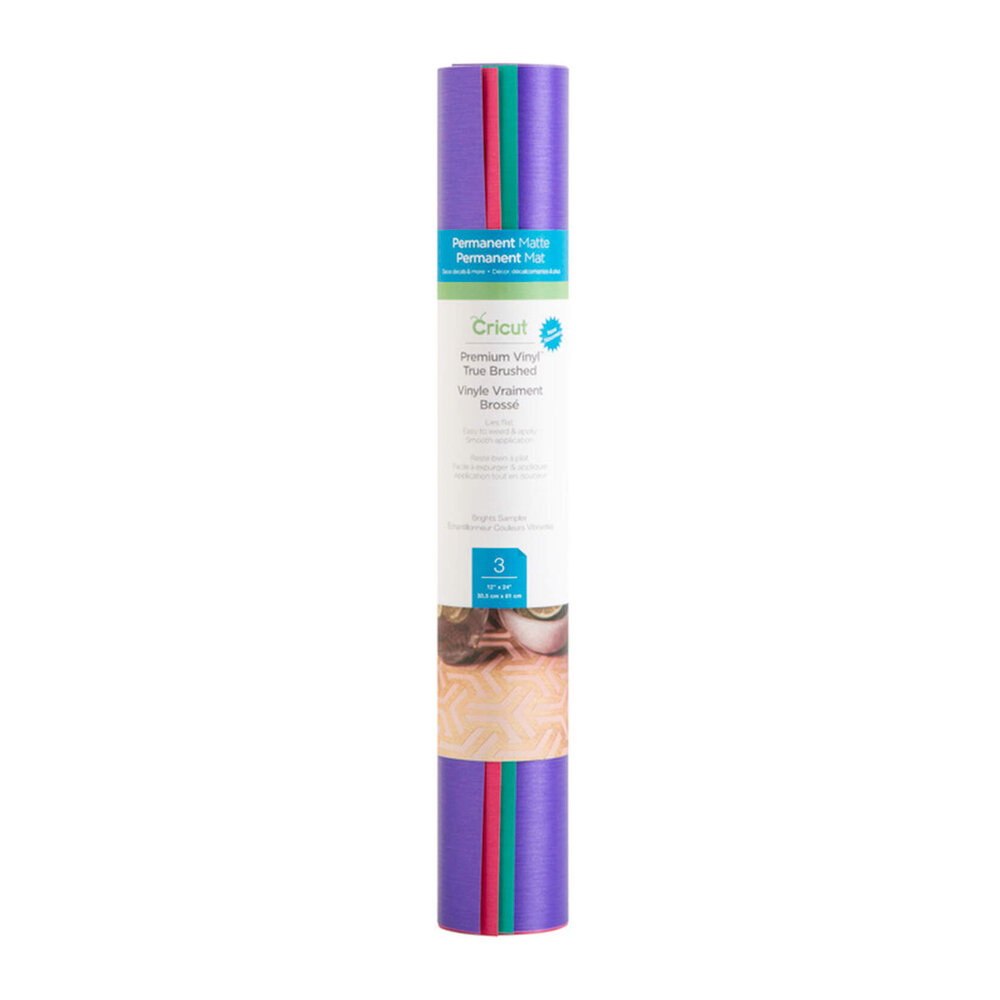 Cricut Premium Vinyl Permanent 12x24 Inch Sampler True Brushed Brights (3pcs) (2008362) (DISCONTINUED) Cricut Premium Vinyl Permanent 12x24 Inch Sampler True Brushed Brights (3pcs) (2008362) (DISCONTINUED)