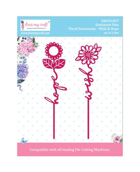 Dress My Craft Cutting Die Sentiment Floral Sentiments Wish & Hope (DMCD1837) (OUTLET)