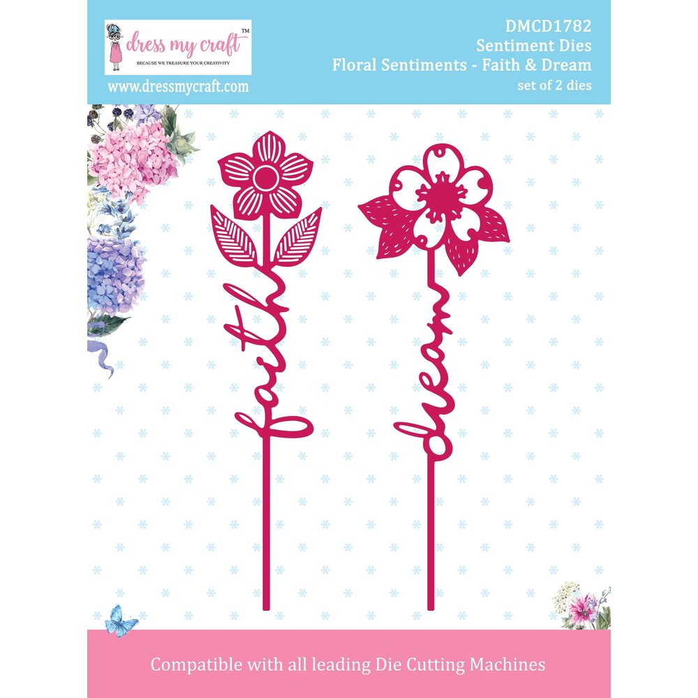 Dress My Craft Cutting Die Sentiment Floral Sentiments Faith & Dream (DMCD1782) (OUTLET) Dress My Craft Cutting Die Sentiment Floral Sentiments Faith & Dream (DMCD1782) (OUTLET)