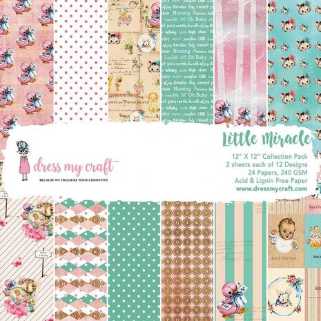 Dress My Craft Little Miracle 12x12 Inch Paper Pad (DMCP1860) (OUTLET) Dress My Craft Little Miracle 12x12 Inch Paper Pad (DMCP1860) (OUTLET)