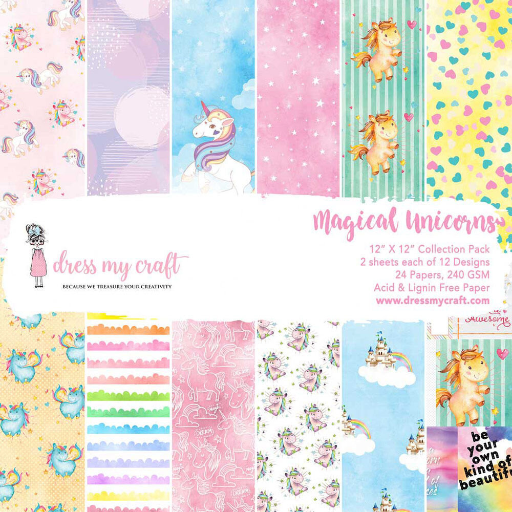 Dress My Craft Magical Unicorn 12x12 Inch Paper Pad (DMCP1838) (OUTLET) Dress My Craft Magical Unicorn 12x12 Inch Paper Pad (DMCP1838) (OUTLET)