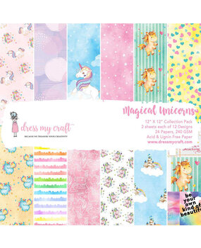 Dress My Craft Magical Unicorn 12x12 Inch Paper Pad (DMCP1838) (OUTLET)