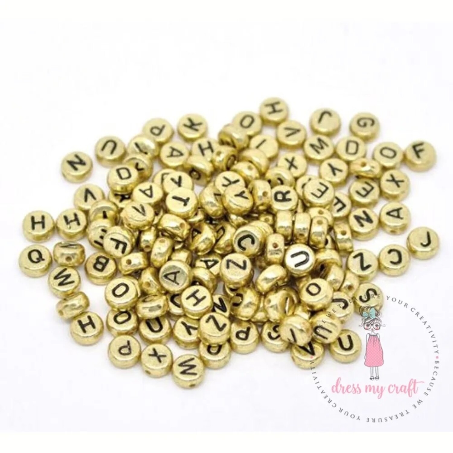 Silver Round Letter Beads, Dmcfa4540