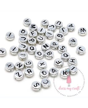 Dress My Craft Beads Silver Round Letter (50pcs) (DMCFA4540) (OUTLET)