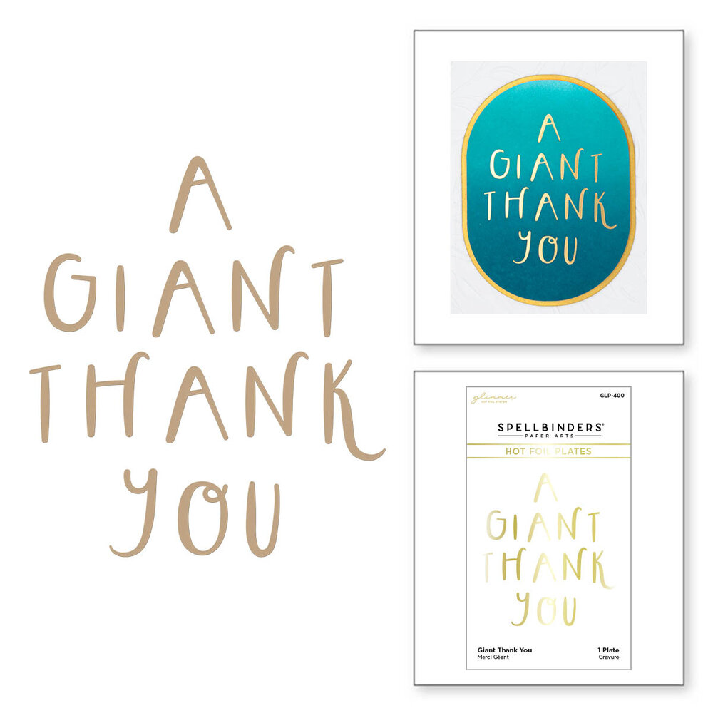 Spellbinders Giant Thank You Glimmer Hot Foil Plate (GLP-400) (OUTLET)