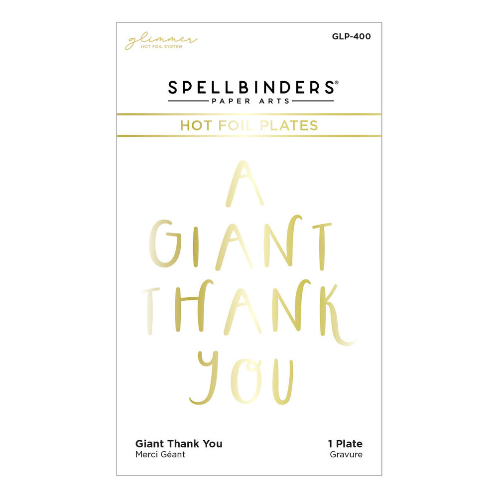 Spellbinders Giant Thank You Glimmer Hot Foil Plate (GLP-400) (OUTLET)