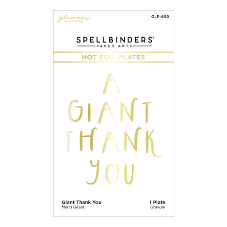Spellbinders Giant Thank You Glimmer Hot Foil Plate (GLP-400) (OUTLET)