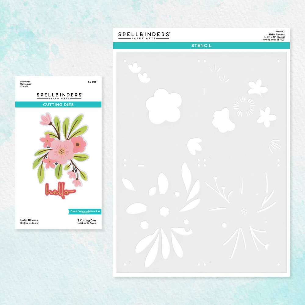 Spellbinders Hello Blooms Stencil & Die Bundle (BD-0763) (OUTLET) Spellbinders Hello Blooms Stencil & Die Bundle (BD-0763) (OUTLET)